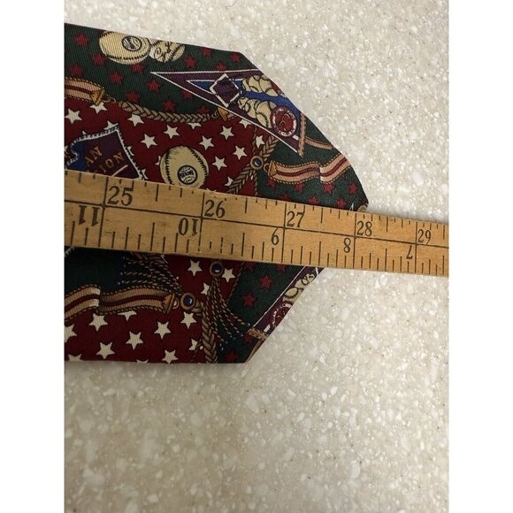 VTG Burberry London Tie with Baseball Theme 100% Silk - Picture 10 of 10